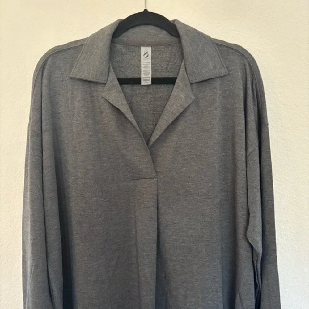 Loft Lou & Grey Loungewear Collar V Neck Sweatshirt NWT